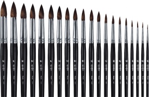 Кисть белка круглая №8 (d-4.5mm) дерев. длинная ручка, черная эмаль
