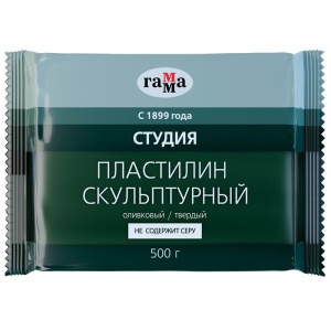 Пластилин скульптурный 500г оливковый твердый, Гамма