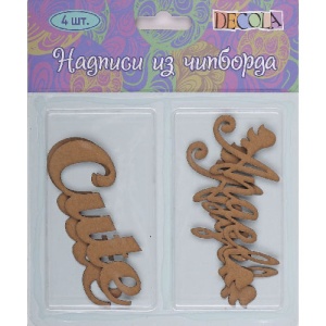 Чипборд-надпись "Cute.Angel" 4шт Decola