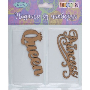 Чипборд-надпись "Queen.Princess" 4шт Decola